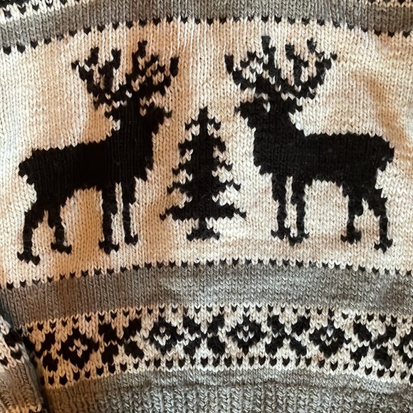 Vintage Ralph Lauren reindeer and pine tree motif bomber sweater, size small - Picture 8 of 9
